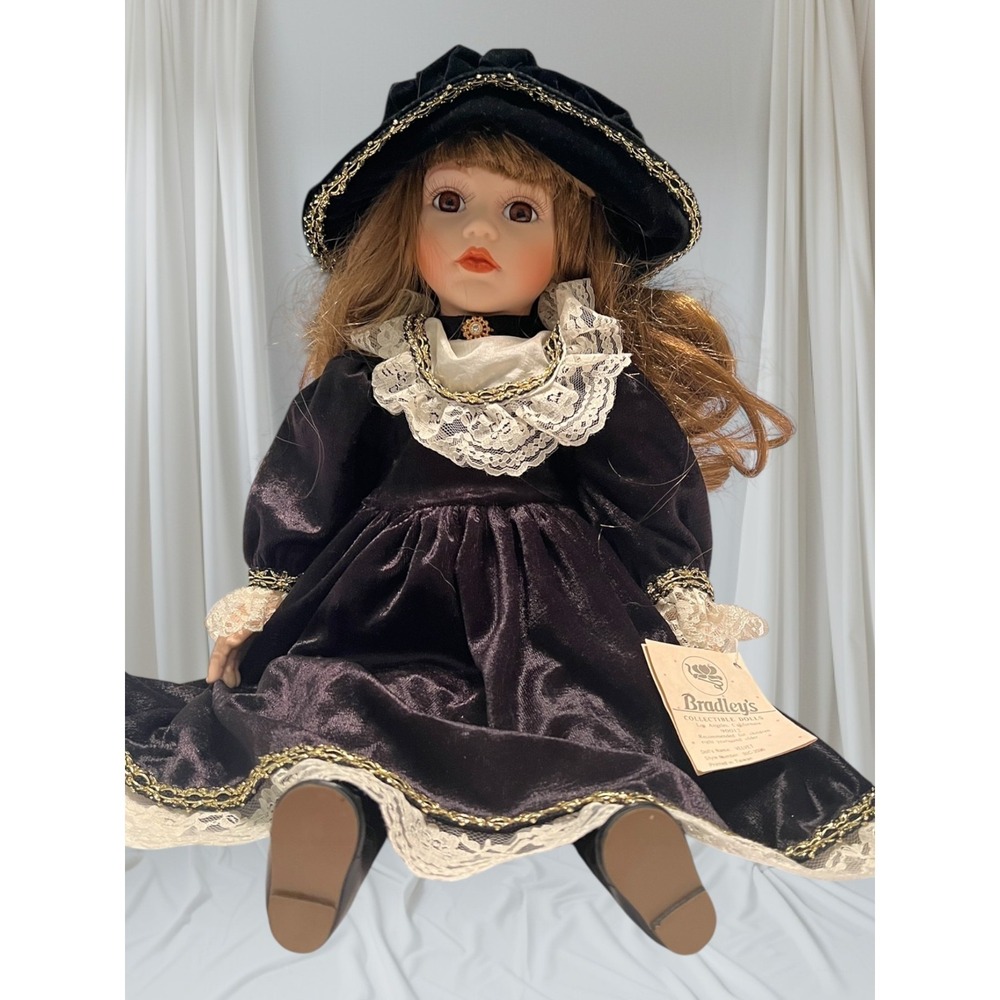 Bradley's Collectible Doll Velvet BIC-2035 Porcelain 19" Victorian Original Tags